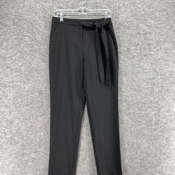 Mosaic & Co Dress Pants Women M Medium Black High Rise Flat Front Skinny Belted - Picture 3 of 10